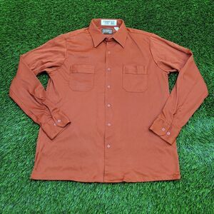 Vintage 70s Sportswear Shirt Large 21x28 Rustic Orange